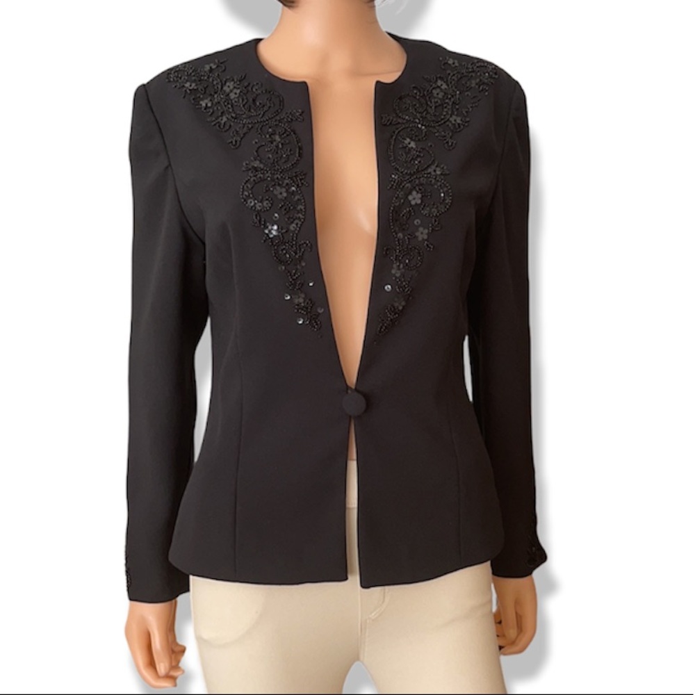 NWOT Talbots Black Beaded Evening Jacket